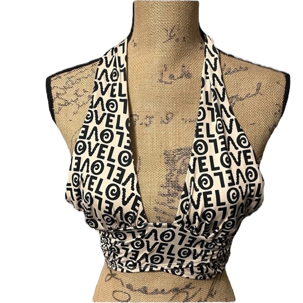 Urban Outfitters cream and black halter top. NWT